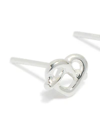 Sterling Silver Heart Knot Stud Earrings