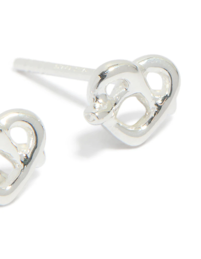 Sterling Silver Heart Knot Stud Earrings