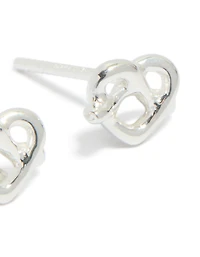 Sterling Silver Heart Knot Stud Earrings