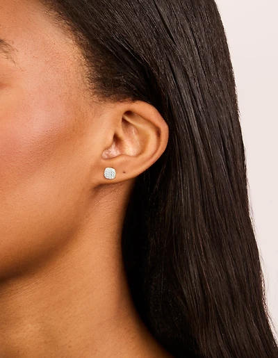 Boucles d’oreilles quadrées en zircone cubique en argent sterling