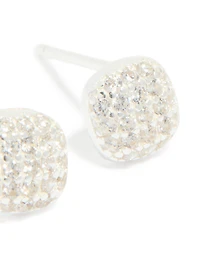 Sterling Silver Cubic Zirconia Square Stud Earrings