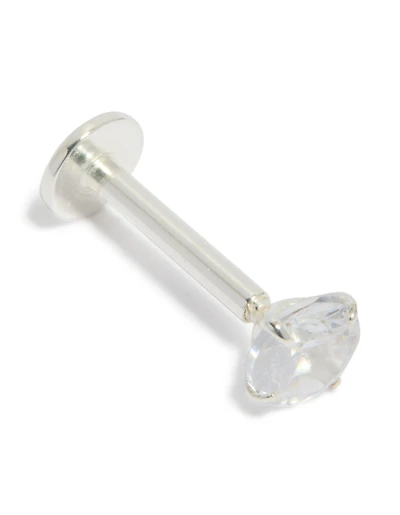 Sterling Silver Round Cubic Zirconia Single Flat Back Stud
