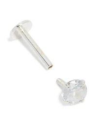 Sterling Silver Round Cubic Zirconia Single Flat Back Stud