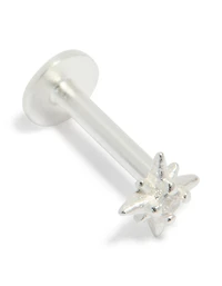 Sterling Silver Cubic Zirconia Starburst Single Flat Back Stud