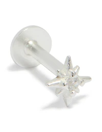 Sterling Silver Cubic Zirconia Starburst Single Flat Back Stud