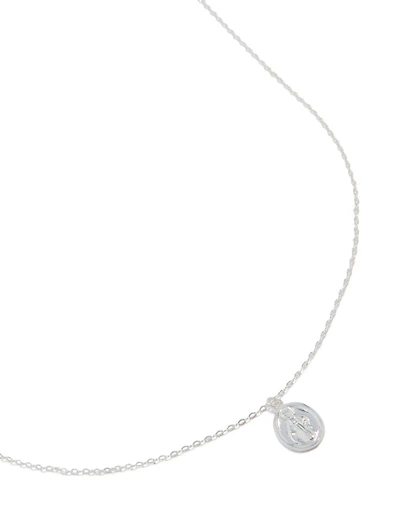 Sterling Silver Round Mary Pendant Necklace