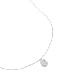 Sterling Silver Round Mary Pendant Necklace