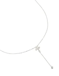 Sterling Silver Cubic Zirconia Cross Y-Necklace