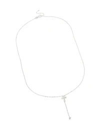 Sterling Silver Cubic Zirconia Cross Y-Necklace