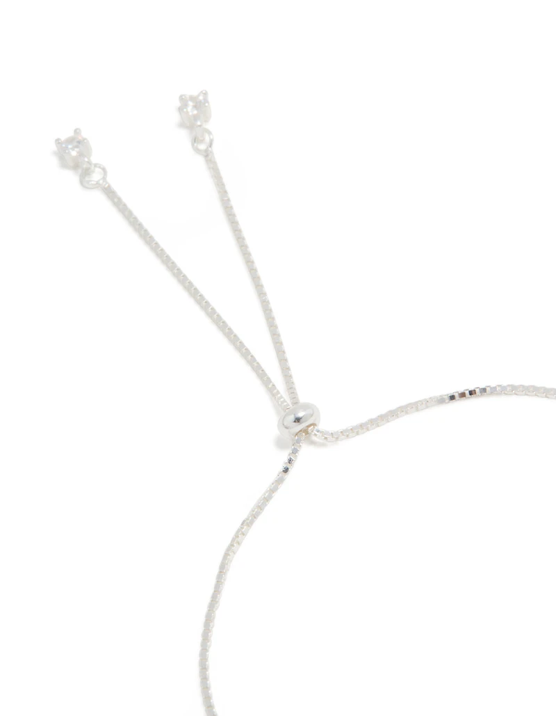 Sterling Silver Cubic Zirconia Adjustable Toggle Bracelet