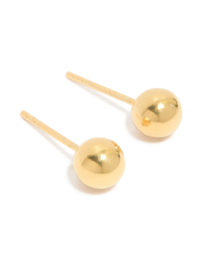Gold Plated Sterling Silver Ball Stud Earrings