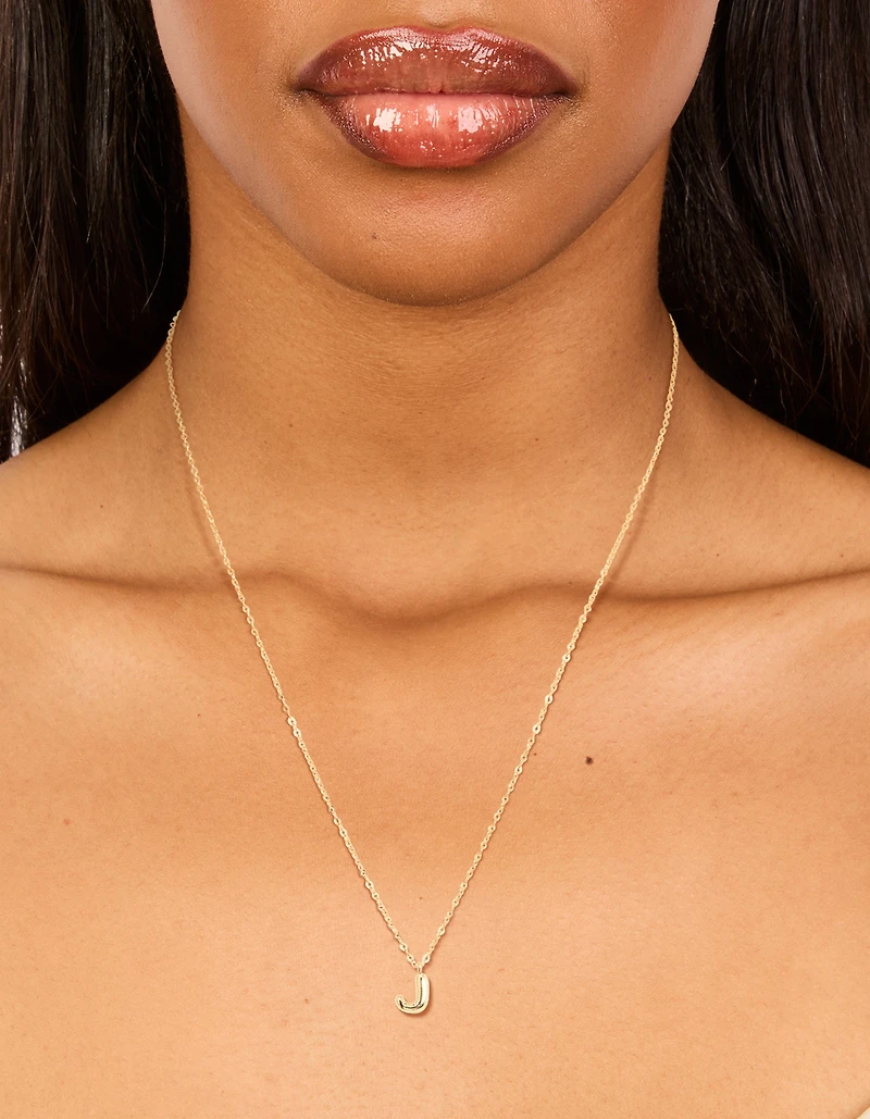 Gold Plated Sterling Silver Bubble Letter J Necklace