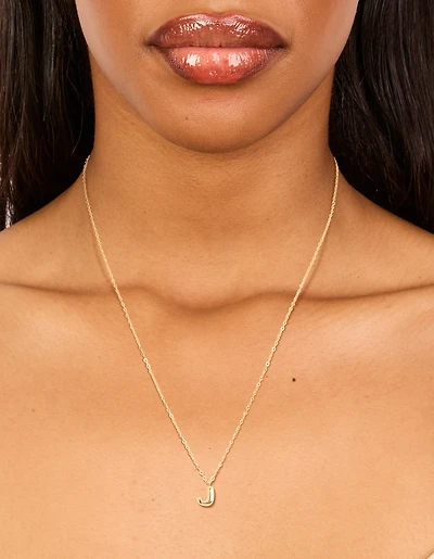 Gold Plated Sterling Silver Bubble Letter J Necklace