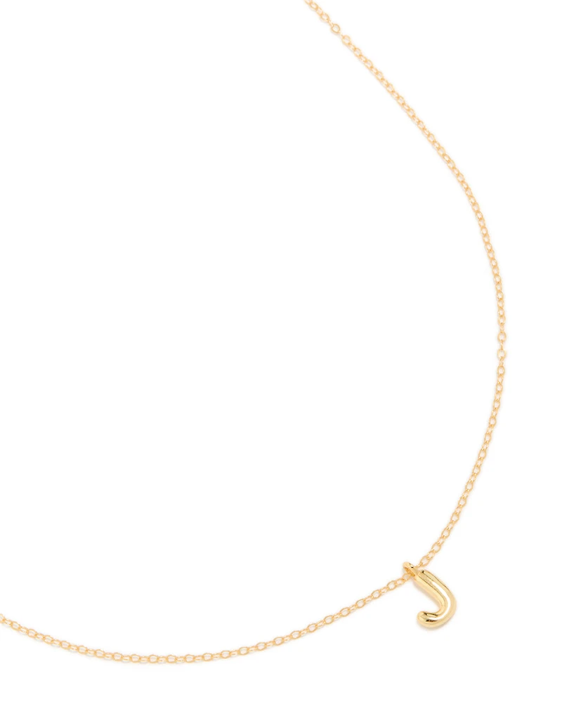 Gold Plated Sterling Silver Bubble Letter J Necklace