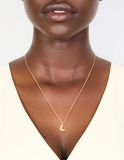 Gold Plated Sterling Silver Bubble Letter L Necklace