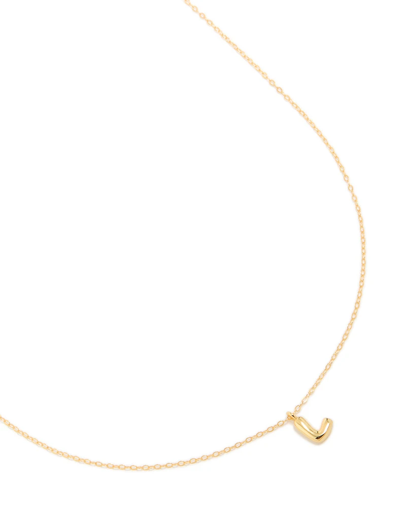 Gold Plated Sterling Silver Bubble Letter L Necklace