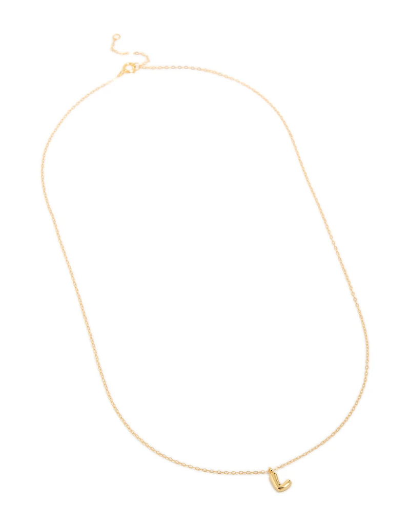 Gold Plated Sterling Silver Bubble Letter L Necklace