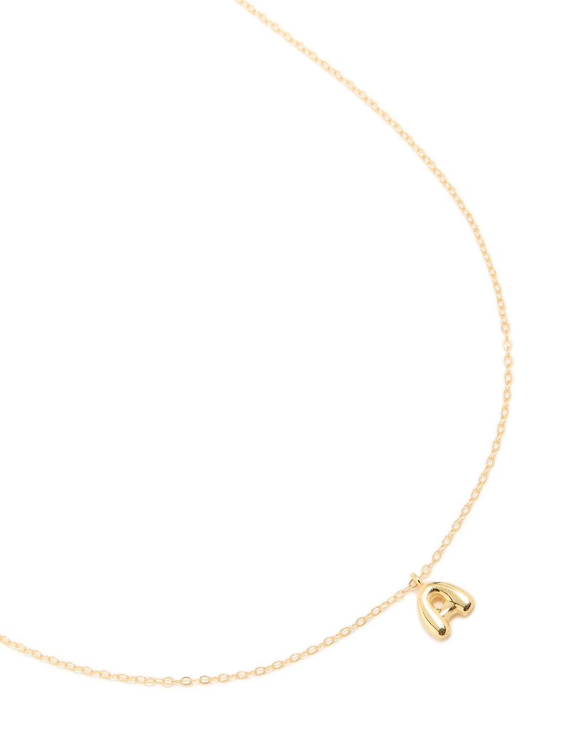 Gold Plated Sterling Silver Bubble Letter A Necklace