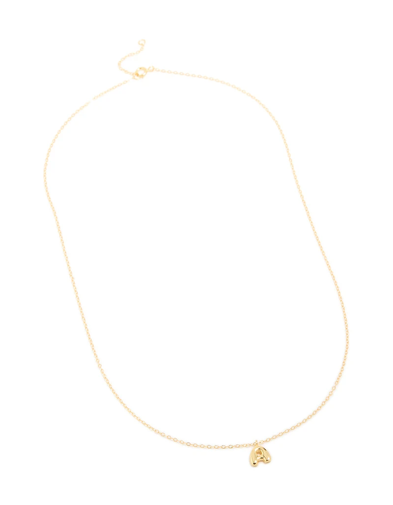 Gold Plated Sterling Silver Bubble Letter A Necklace