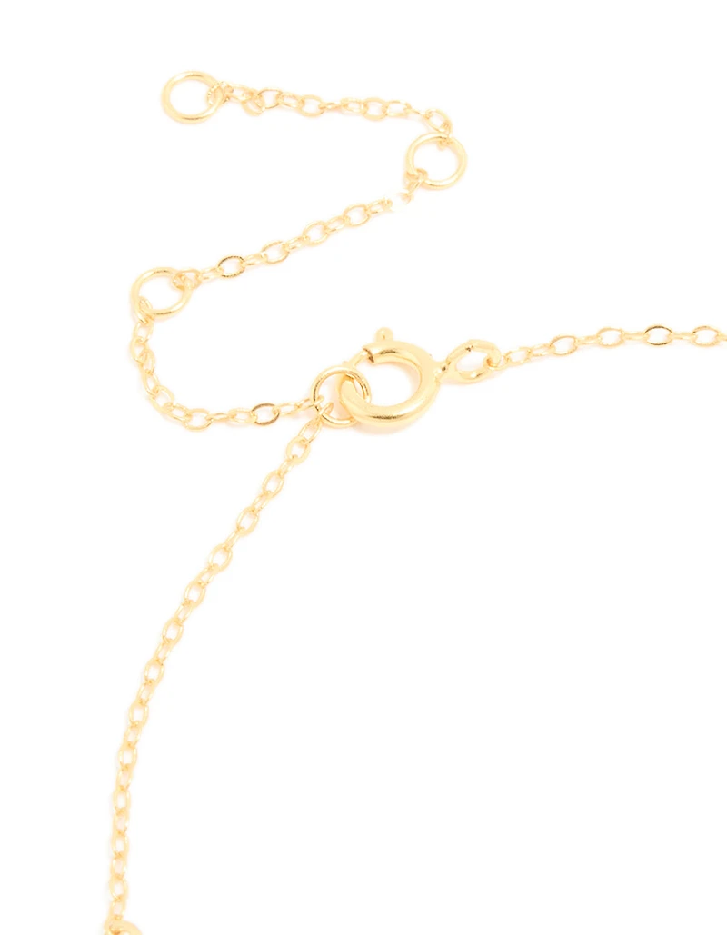 Gold Plated Sterling Silver Tigers Eye Semi Precious Stone Station Bracelet