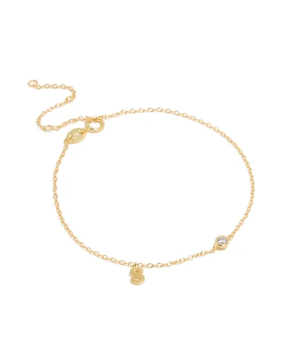 Gold Plated Sterling Silver Cubic Zirconia Letter S Bracelet