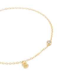 Gold Plated Sterling Silver Cubic Zirconia Letter S Bracelet