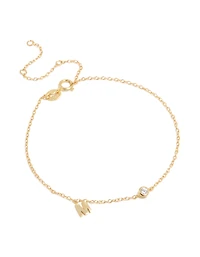 Gold Plated Sterling Silver Cubic Zirconia Letter M Bracelet