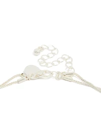 Silver Plated Double Layered Cubic Zirconia & Pearl Necklace