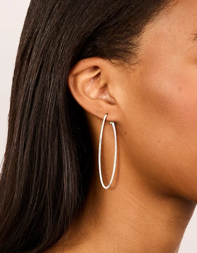 Grandes boucles d’oreilles à cerceaux minces plaquées argent