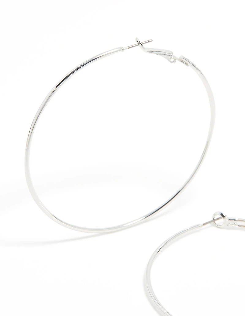 Grandes boucles d’oreilles à cerceaux minces plaquées argent
