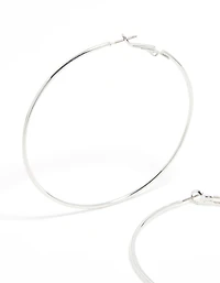 Grandes boucles d’oreilles à cerceaux minces plaquées argent