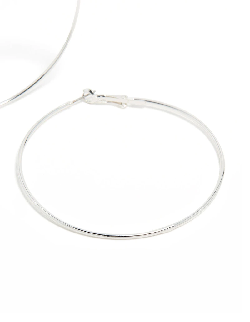 Silver Plated Large Thin Hoop Earrings