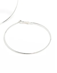 Silver Plated Large Thin Hoop Earrings