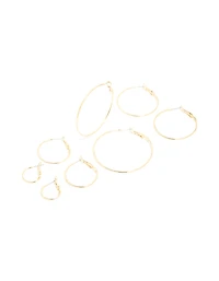Gold Plated Fine Thin Hoop Earrings 4 Pack