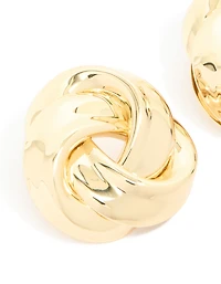Gold Plated Large Woven Knot Stud Earrings
