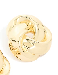 Gold Plated Large Woven Knot Stud Earrings