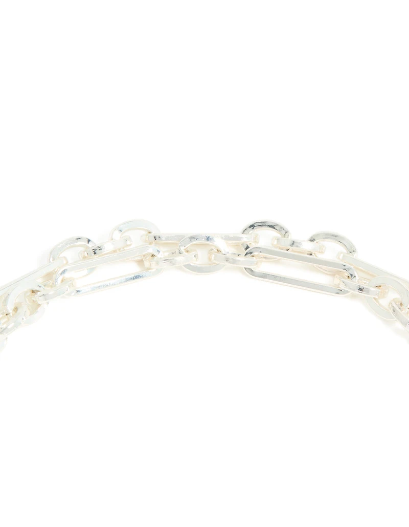 Silver Plated Heart Pendant & Chain Layered Necklace