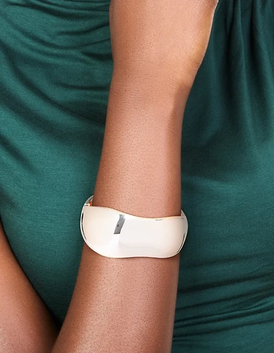 Silver Plated Chunky Hinged Molten Bangle