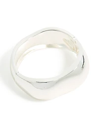 Silver Plated Chunky Hinged Molten Bangle