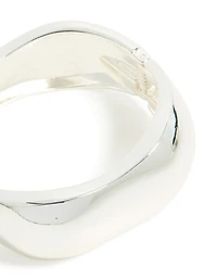 Silver Plated Chunky Hinged Molten Bangle