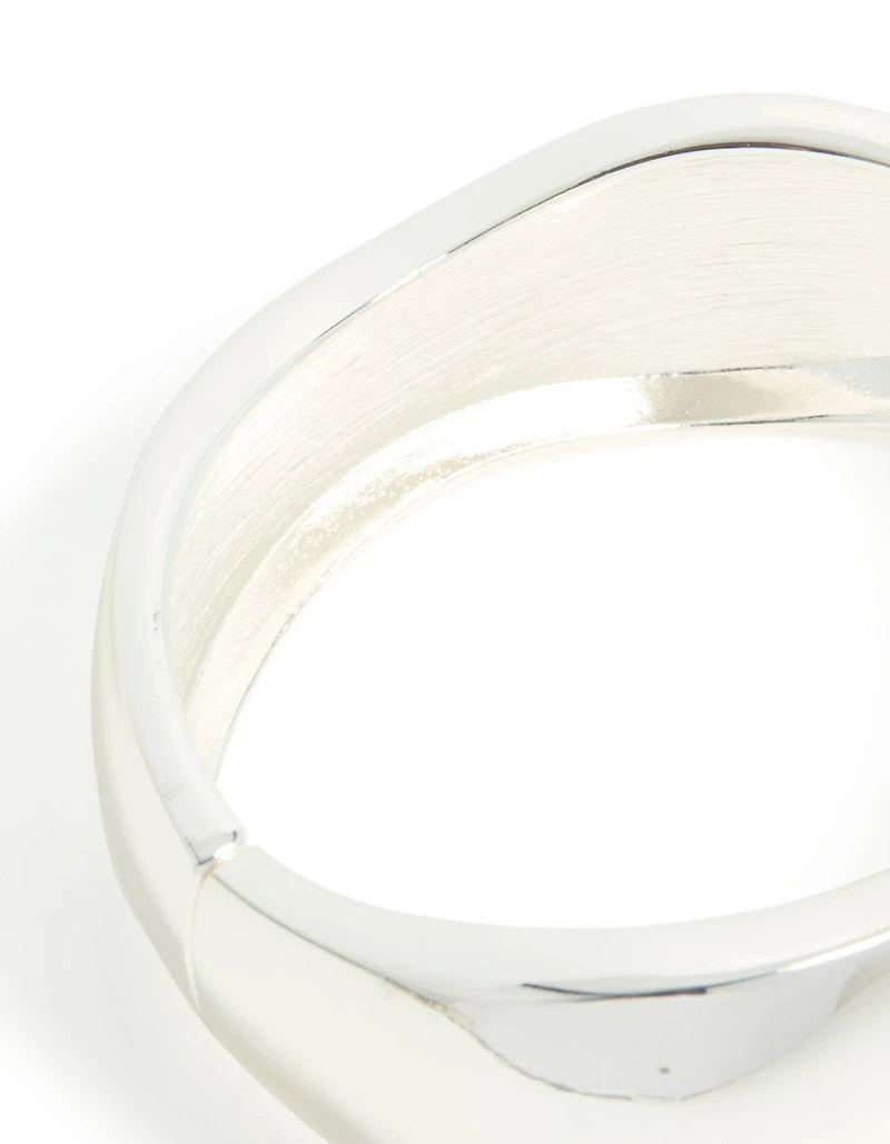 Silver Plated Chunky Hinged Molten Bangle