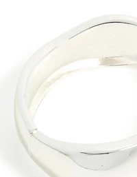 Silver Plated Chunky Hinged Molten Bangle
