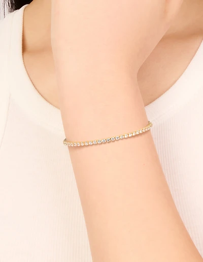 Gold Plated Cubic Zirconia Tennis Toggle Bracelet