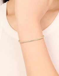 Gold Plated Cubic Zirconia Tennis Toggle Bracelet
