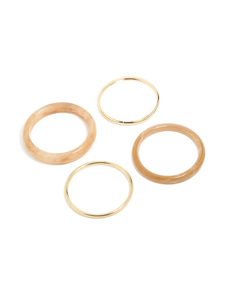 Sacs de 4 bracelets en acrylique dorés et bruns