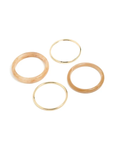 Sacs de 4 bracelets en acrylique dorés et bruns