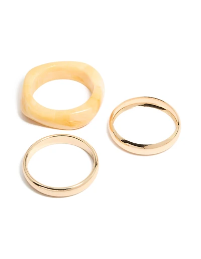 Gold & Cream Acrylic Bangles 3-Pack