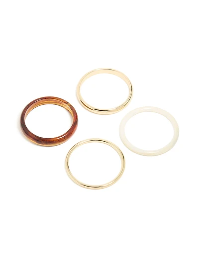 Gold, Cream & Brown Acrylic Bangles 4-Pack