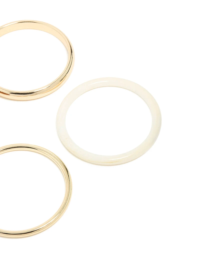 Gold, Cream & Brown Acrylic Bangles 4-Pack