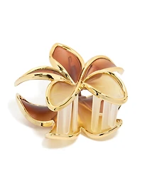 Brown Ombre Frangipani Flower Claw Clip